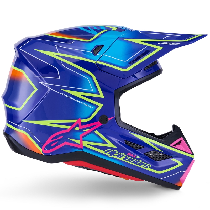Casco da motocross Alpinestars SM7 Cast blu-rosa-giallo fluo