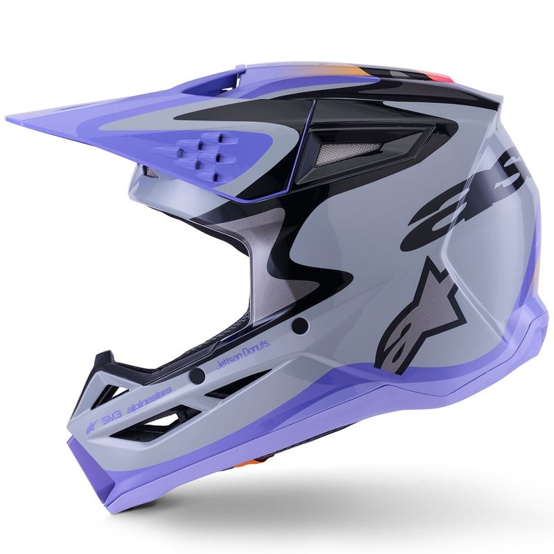 Casco da motocross Alpinestars S-M3 JETT LAWRENCE edition grigio-viola-nero