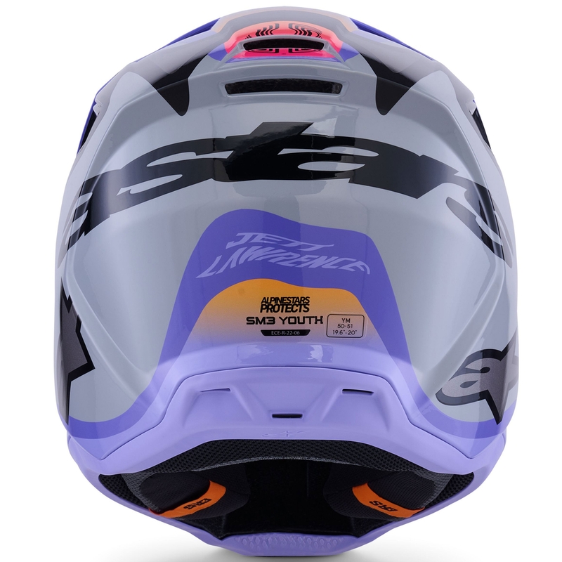 Casco da motocross Alpinestars S-M3 JETT LAWRENCE edition grigio-viola-nero