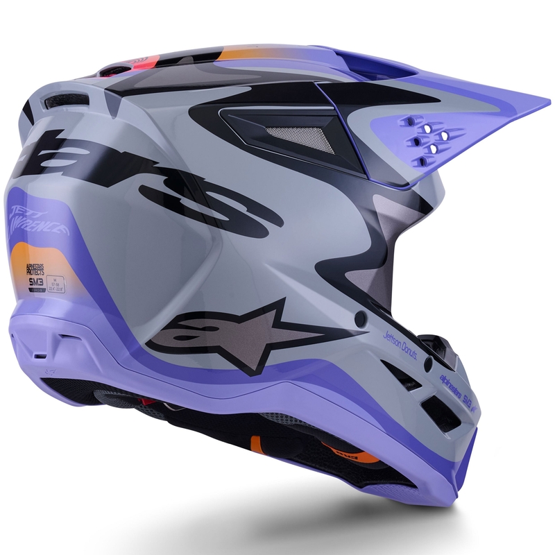 Casco da motocross Alpinestars S-M3 JETT LAWRENCE edition grigio-viola-nero