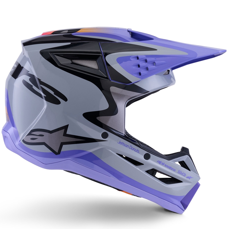 Casco da motocross Alpinestars S-M3 JETT LAWRENCE edition grigio-viola-nero