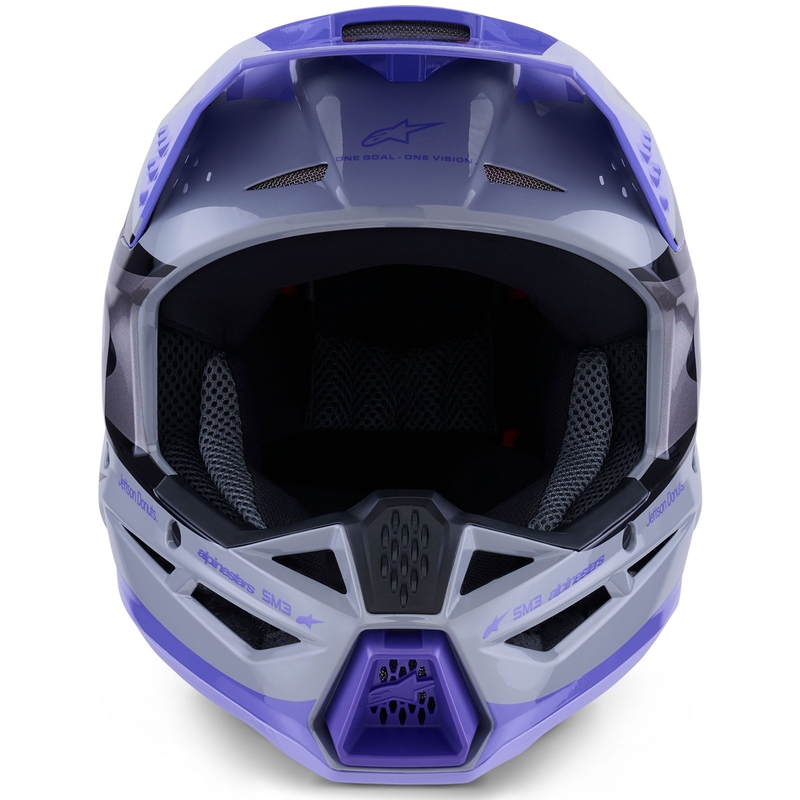 Casco da motocross Alpinestars S-M3 JETT LAWRENCE edition grigio-viola-nero