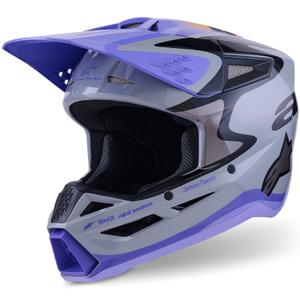 Casco da motocross Alpinestars S-M3 JETT LAWRENCE edition grigio-viola-nero