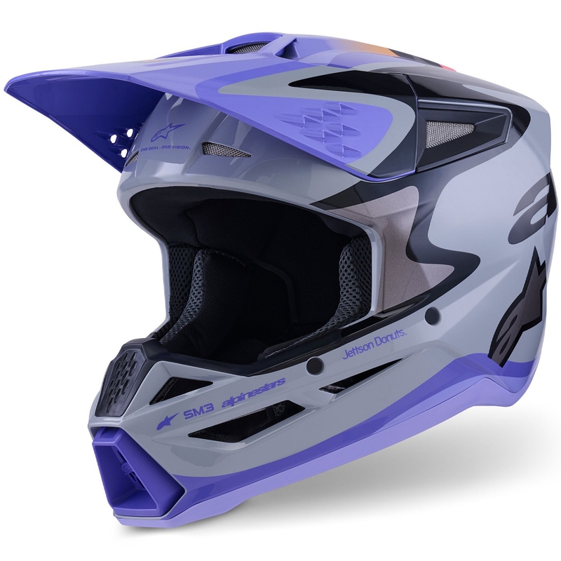 Casco da motocross Alpinestars S-M3 JETT LAWRENCE edition grigio-viola-nero