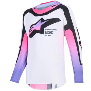 Maglia da motocross Alpinestars Supertech Vista Youth Kids Bianco-Viola-Nero