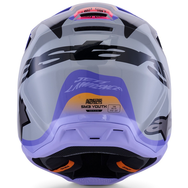 Casco da motocross per bambini Alpinestars S-M3 JETT LAWRENCE edition grigio-viola-nero