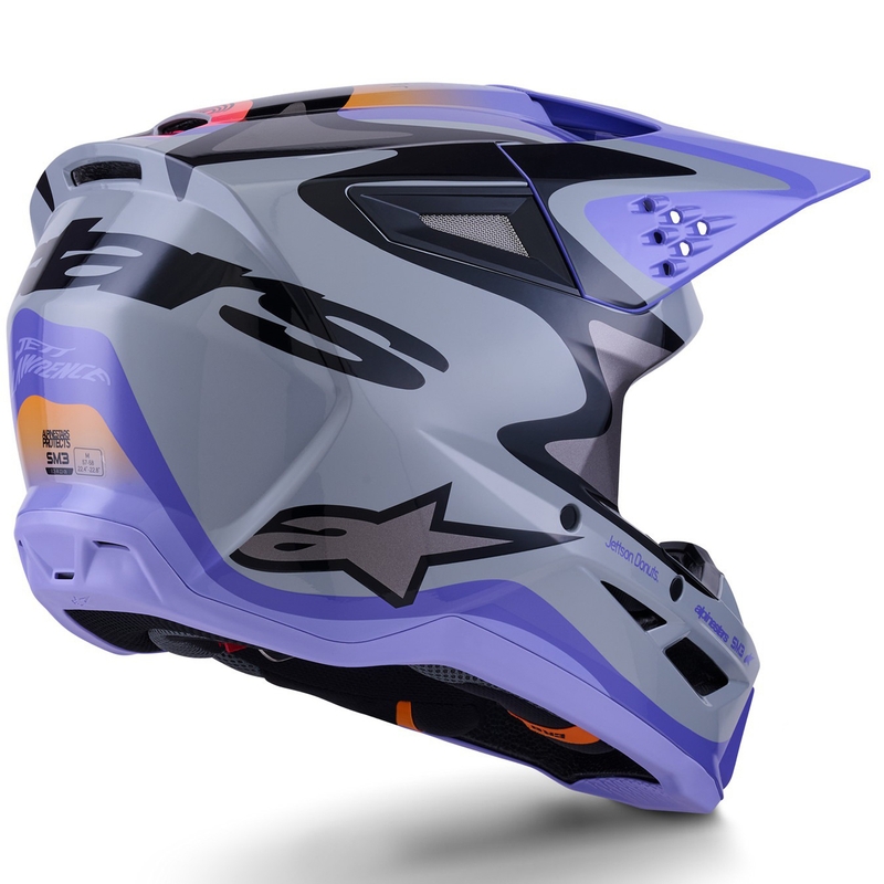 Casco da motocross per bambini Alpinestars S-M3 JETT LAWRENCE edition grigio-viola-nero