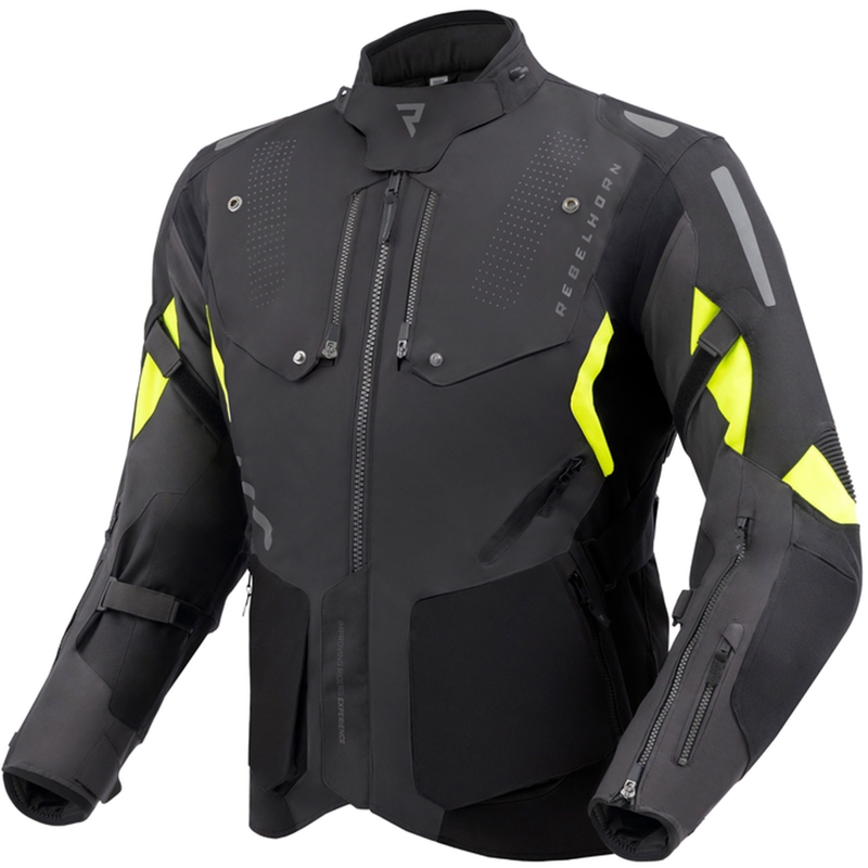 Giacca da moto Rebelhorn Hiker IV nero-antracite-giallo fluo