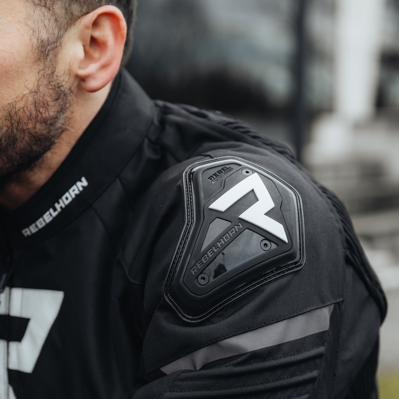 Giacca da motociclista Rebelhorn Vandal nera-bianca