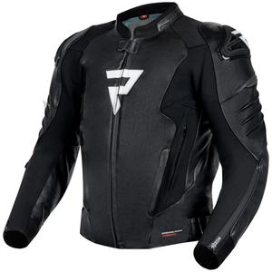 Giacca da motociclista in pelle Rebelhorn Veloce nera-bianca