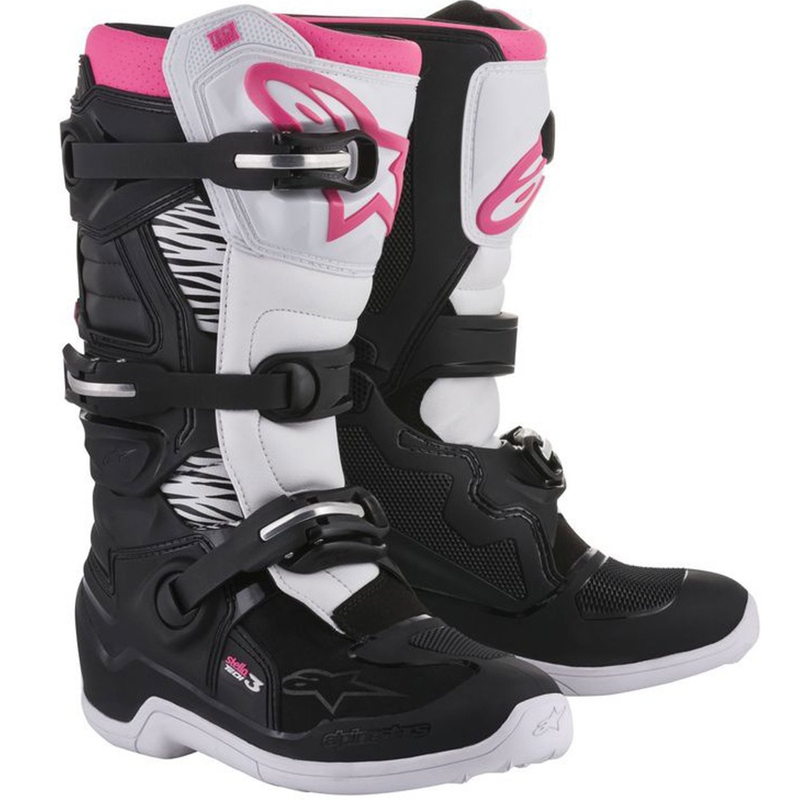 Stivali da moto Alpinestars Stella Tech 3 da donna nero-bianco-rosa