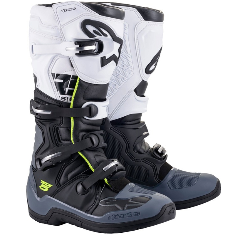 Stivali da moto Alpinestars TECH 5 nero-grigio-bianco-giallo fluo