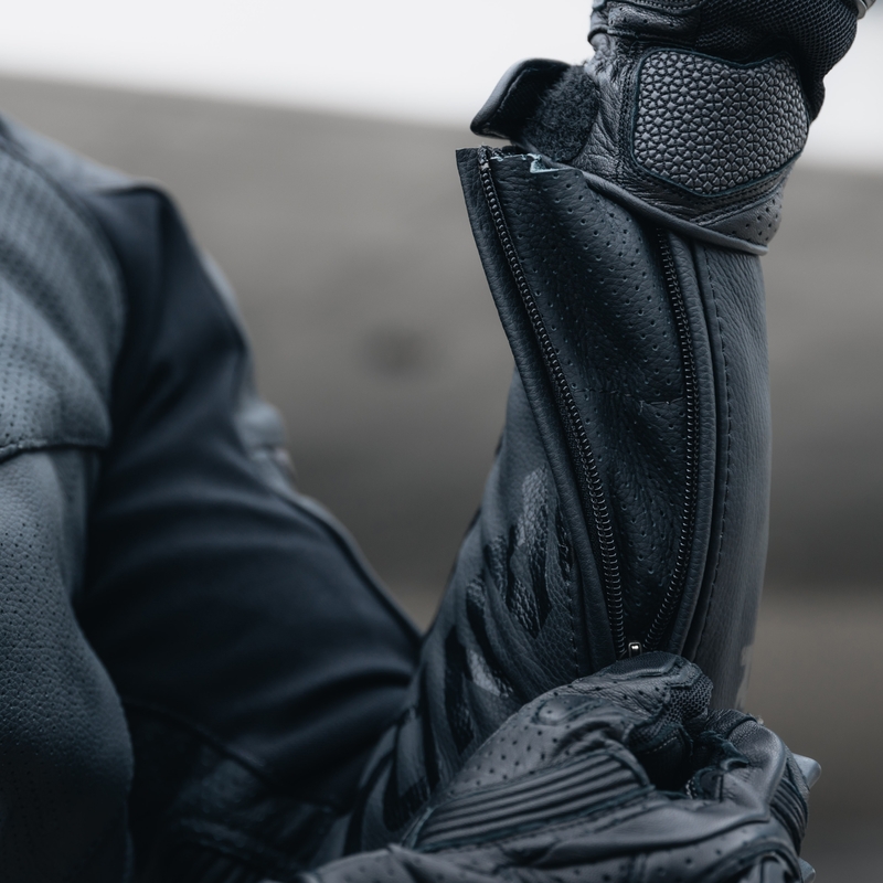 Giacca da motociclista in pelle Rebelhorn Vandal nera