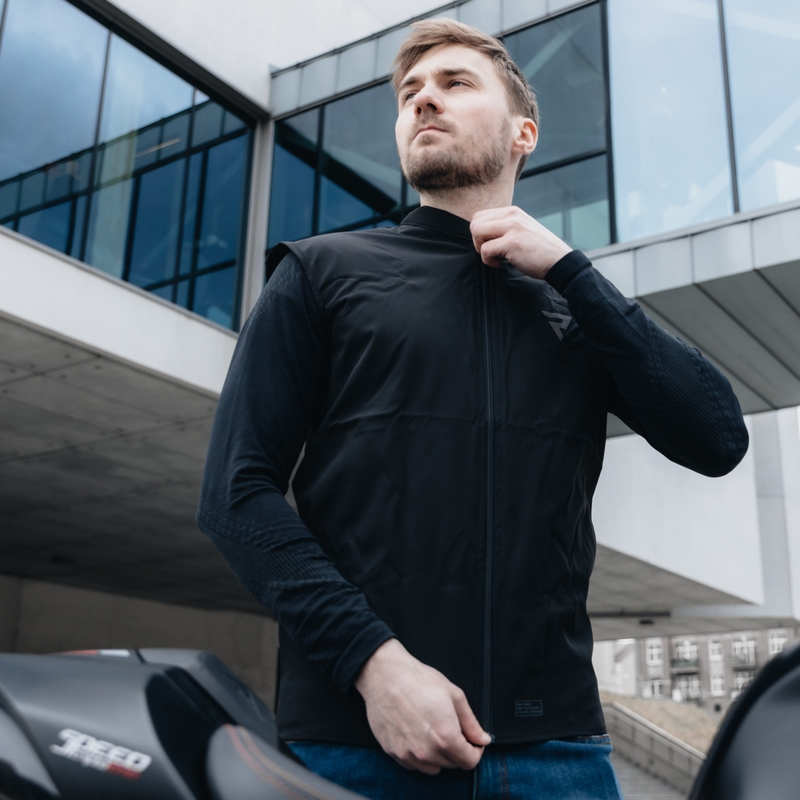 Giacca da motociclista in pelle Rebelhorn Vandal nera