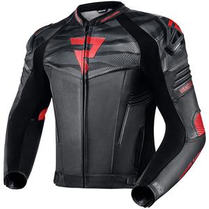 Giacca da motociclista in pelle Rebelhorn Vandal nera-rossa