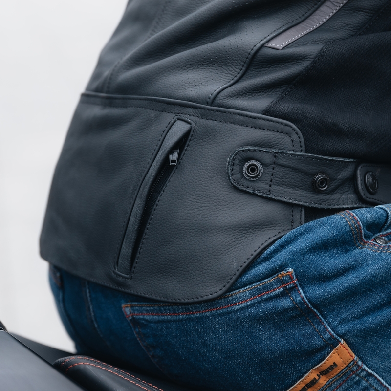 Giacca da motociclista in pelle Rebelhorn Vandal nera-rossa