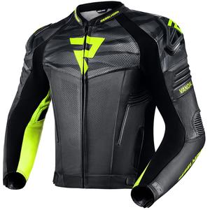 Giacca da moto in pelle Rebelhorn Vandal nero-giallo fluo Saldi