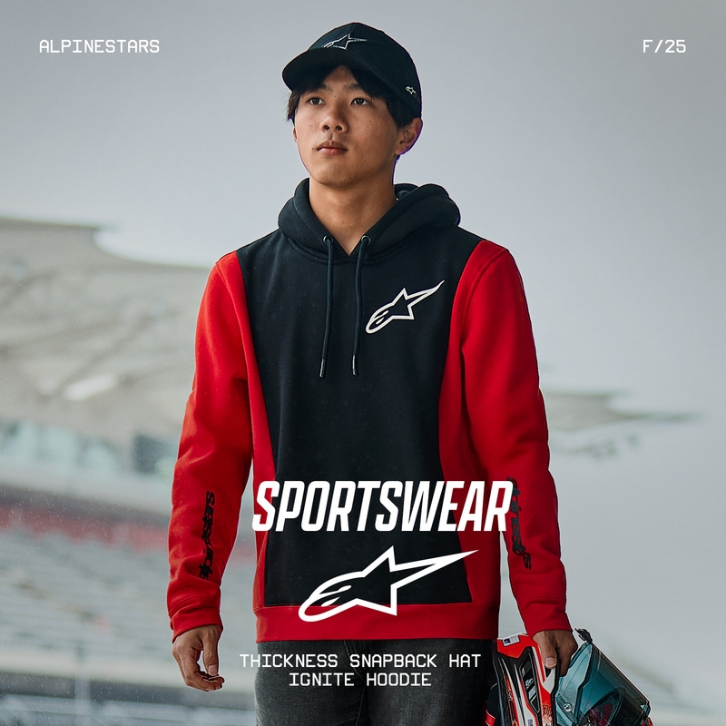 Felpa con cappuccio Alpinestars Ignite nera-rossa
