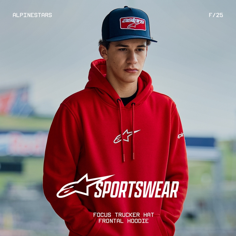Felpa con cappuccio frontale Alpinestars rossa