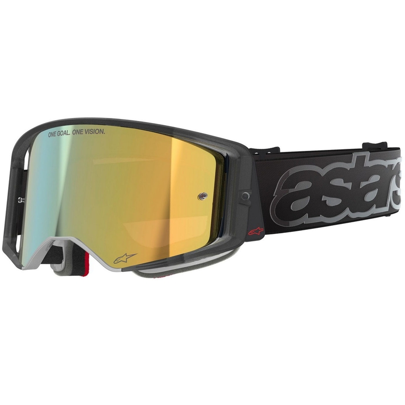 Occhiali da motocross Alpinestars Supertech Vision Vista neri con lente specchiata dorata