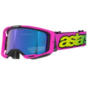 Occhiali da motocross Alpinestars Vision 8 Vista fluo rosa-fluo giallo-verde con lente blu a specchio