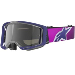 Occhiali da motocross Alpinestars Vision 8 Corp viola-trasparenti con lente specchiata argento