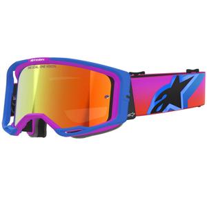 Occhiali da motocross Alpinestars Vision 8 Corp blu-viola-arancione con lente rossa a specchio