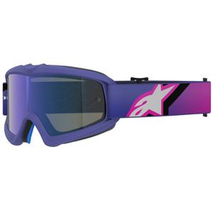 Occhiali da motocross per bambini Alpinestars Vision Youth Corp viola-rosa fluo con lente blu a specchio