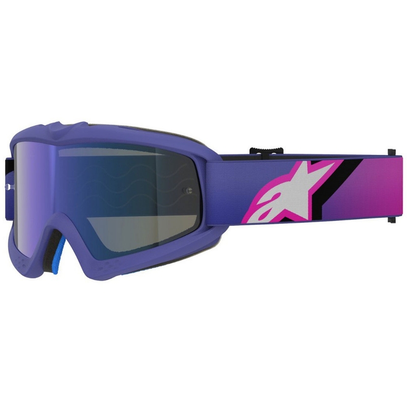 Occhiali da motocross per bambini Alpinestars Vision Youth Corp viola-rosa fluo con lente blu a specchio