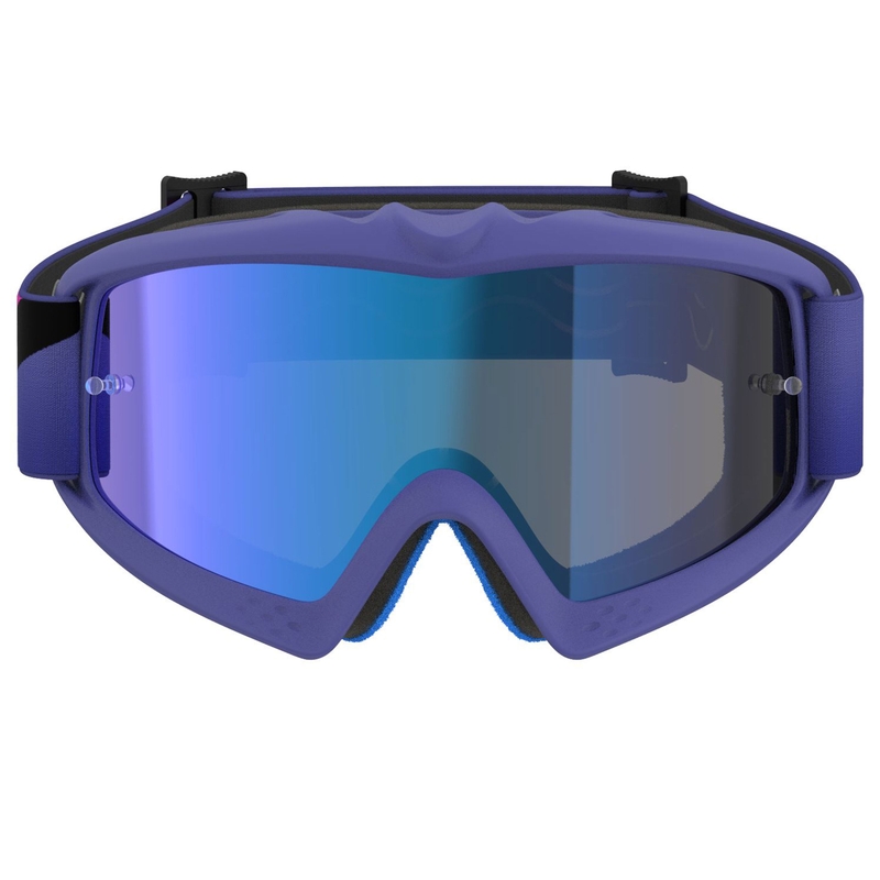 Occhiali da motocross per bambini Alpinestars Vision Youth Corp viola-rosa fluo con lente blu a specchio