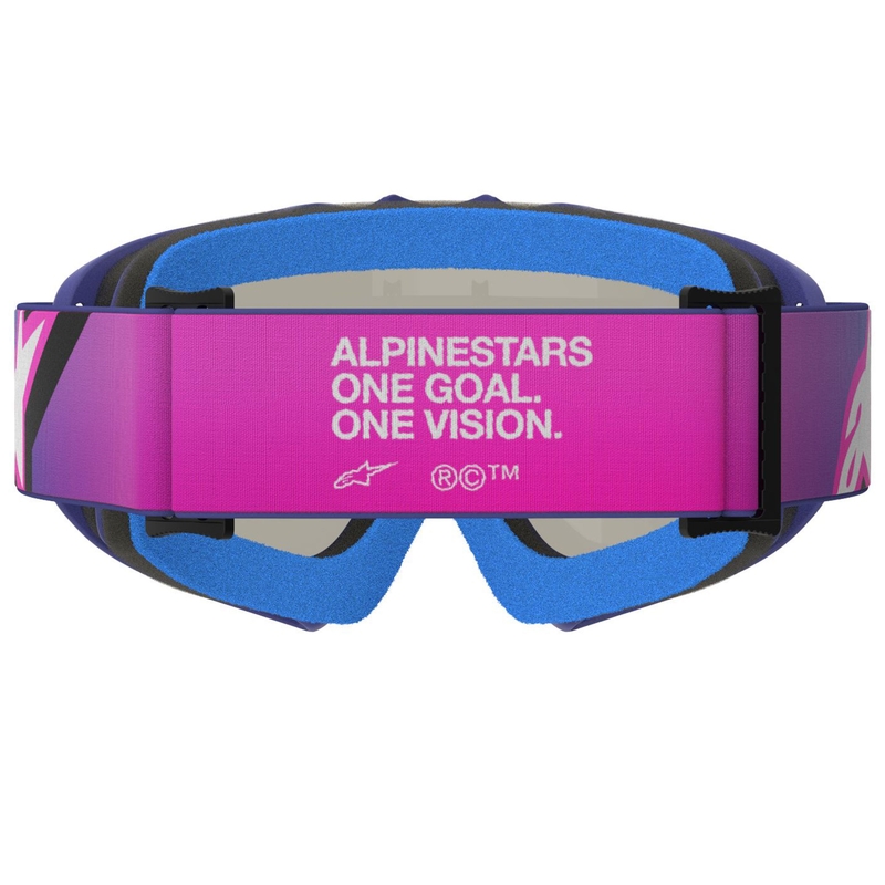 Occhiali da motocross per bambini Alpinestars Vision Youth Corp viola-rosa fluo con lente blu a specchio