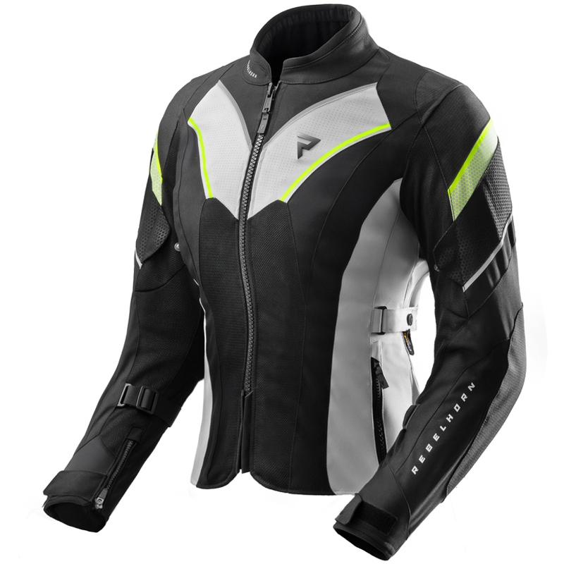 Giacca da moto da donna Rebelhorn Hiflow V nero-grigio-giallo fluo