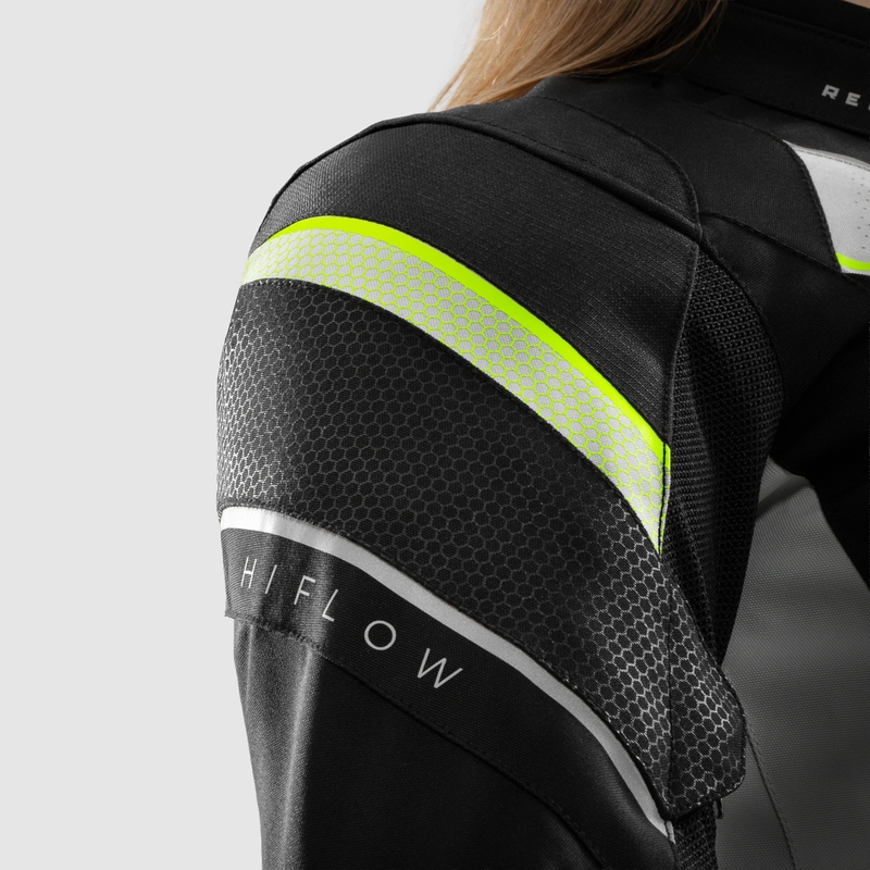 Giacca da moto da donna Rebelhorn Hiflow V nero-grigio-giallo fluo