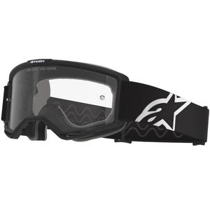 Occhiali da motocross Alpinestars Vision OTG neri-bianchi con lente trasparente