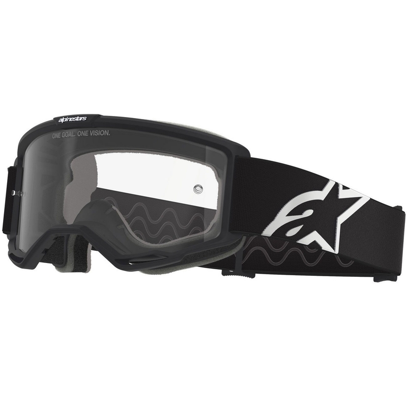 Occhiali da motocross Alpinestars Vision OTG neri-bianchi con lente trasparente