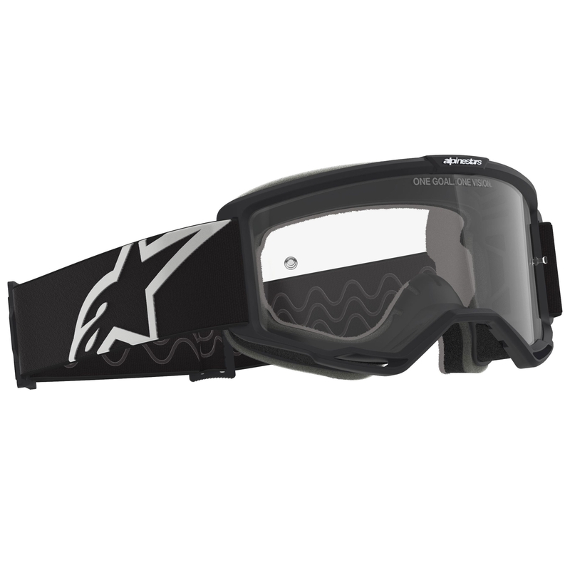 Occhiali da motocross Alpinestars Vision OTG neri-bianchi con lente trasparente
