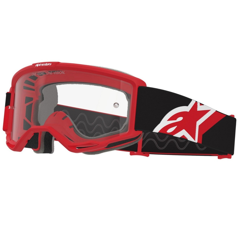 Occhiali da motocross Alpinestars Vision OTG rosso-nero-bianco con lente trasparente