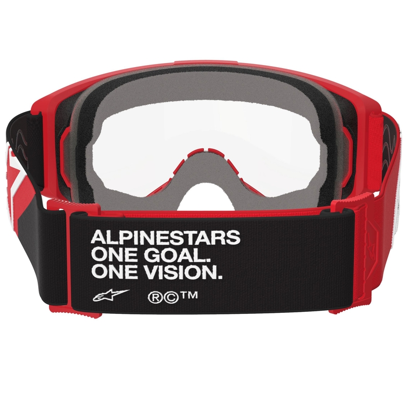 Occhiali da motocross Alpinestars Vision OTG rosso-nero-bianco con lente trasparente