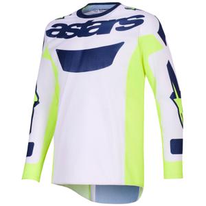 Maglia da motocross Alpinestars Racer Air Riway grigio chiaro-giallo fluo-blu