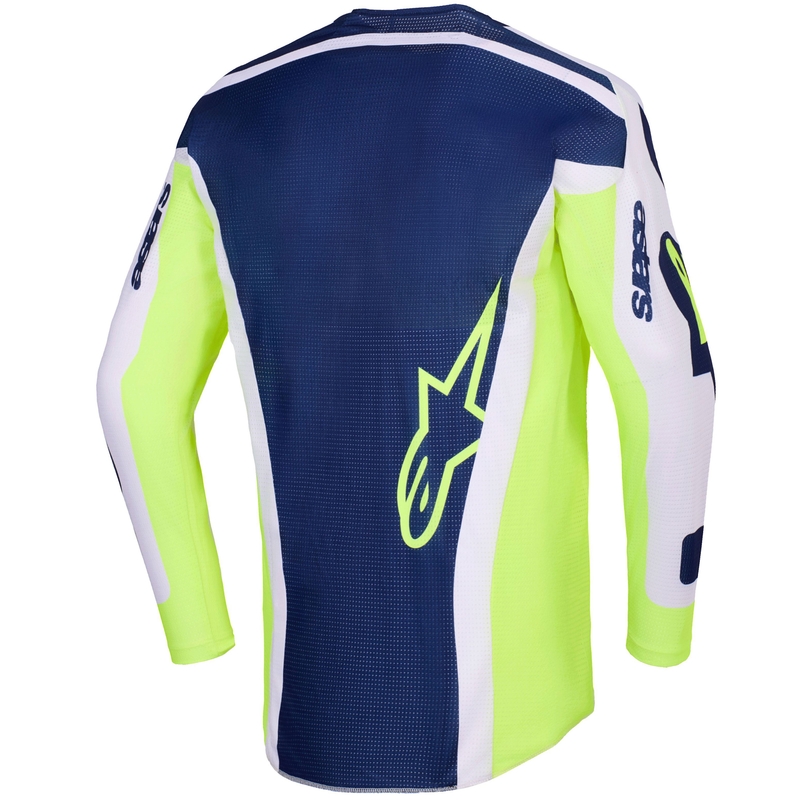 Maglia da motocross Alpinestars Racer Air Riway grigio chiaro-giallo fluo-blu