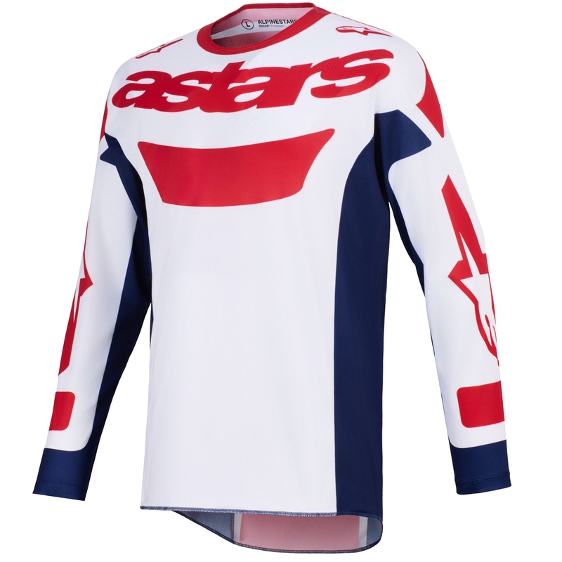 Maglia da motocross Alpinestars Racer Riway bianca-blu-rossa