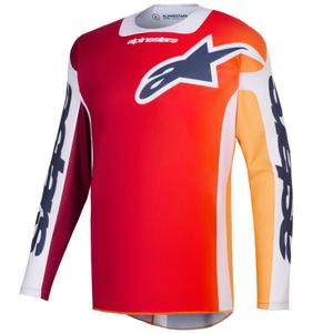 Maglia da motocross Alpinestars Racer Portl rosso-arancione-grigio chiaro