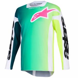 Maglia da motocross Alpinestars Racer Portl verde-bianco-nero