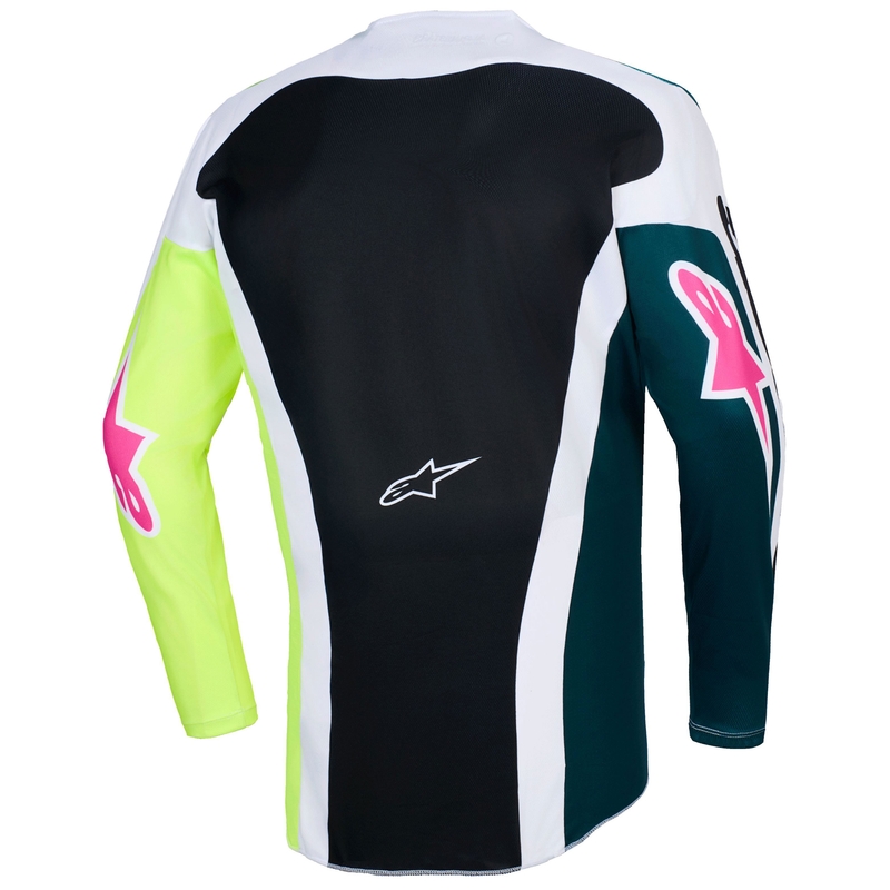 Maglia da motocross Alpinestars Racer Portl verde-bianco-nero