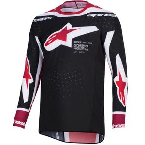Maglia da motocross Alpinestars Supertech Pro AFD Vista nera-rossa-bianca