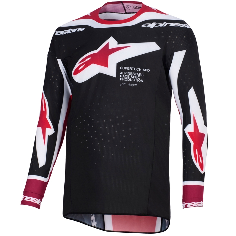 Maglia da motocross Alpinestars Supertech Pro AFD Vista nera-rossa-bianca