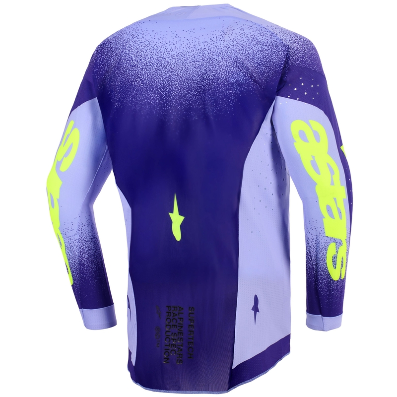 Maglia da motocross Alpinestars Supertech Scenz viola-giallo fluo