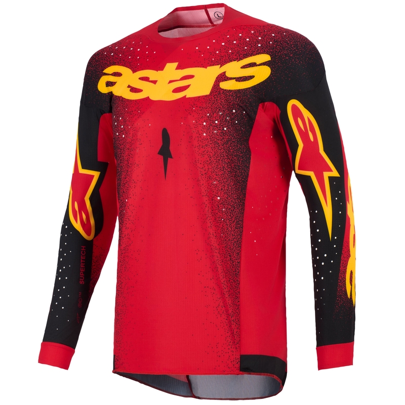 Maglia da motocross Alpinestars Supertech Scenz rosso-nero-giallo
