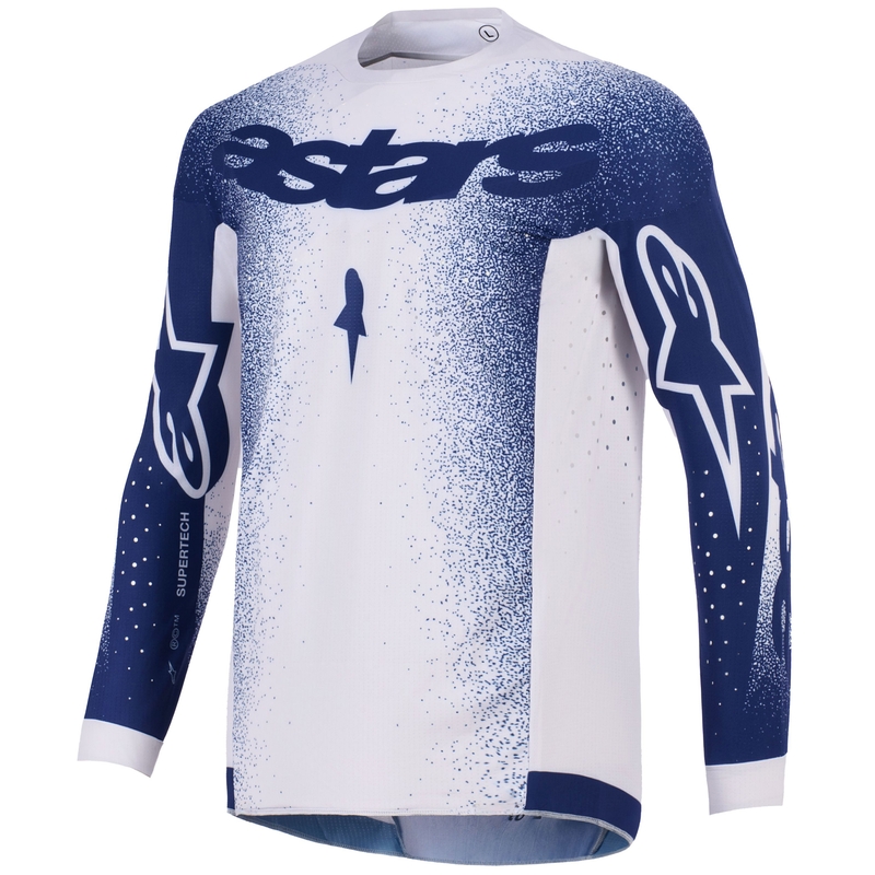 Maglia da motocross Alpinestars Supertech Scenz grigio chiaro-blu scuro