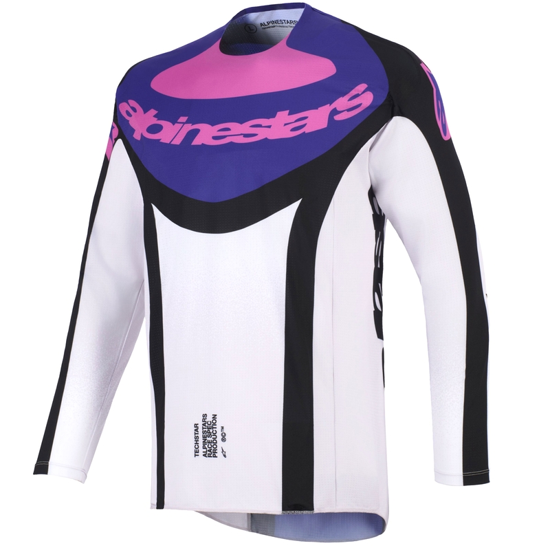 Maglia da motocross Alpinestars Techstar Knif nera-grigio chiaro-viola